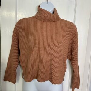 Abercrombie & Fitch brown cropped ribbed cable knit Turtleneck Sweater size L